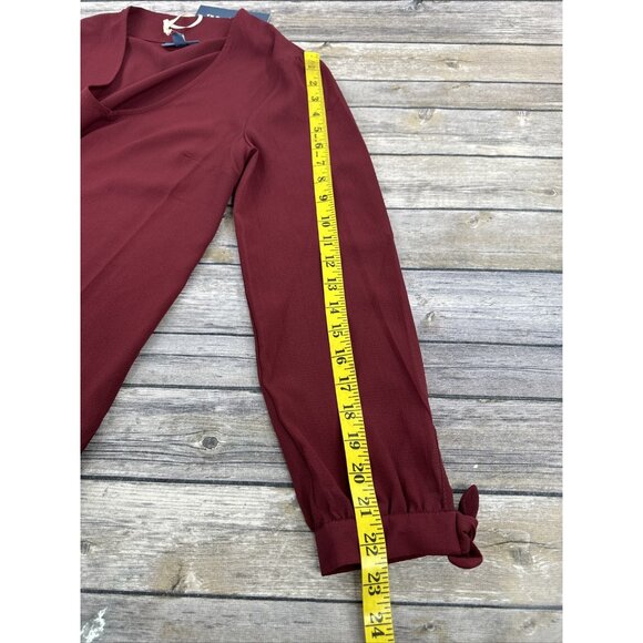 ModCloth Long Sleeve Top Blouse Womens‎ Size XS Solid Burgundy Casual New - Picture 14 of 14